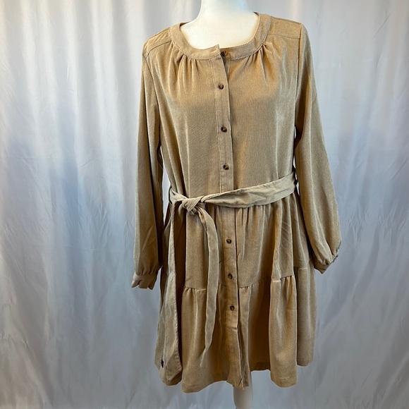 NWT - Simply Southern Tiered Corduroy Dress with Tie Belt, Size L. - Picture 1 of 6